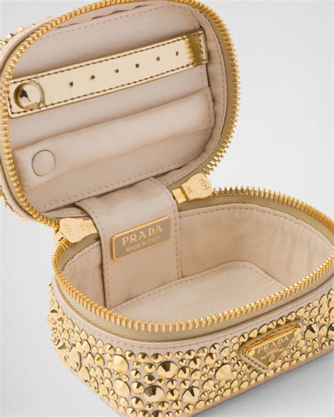 beauty case con manico prada|Platinum Satin jewelry beauty case with crystals .